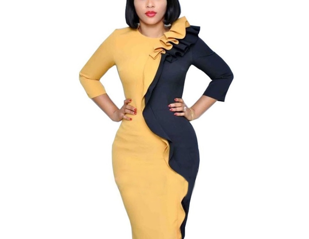 Colorblock ruffle dress